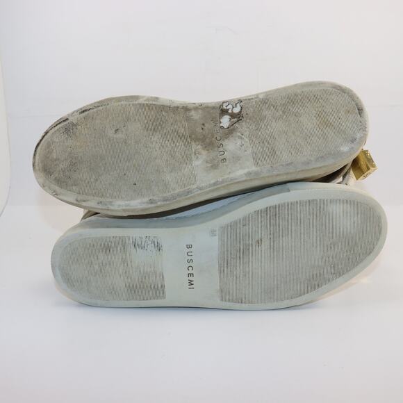 Buscemi 100MM White Leather High-Top Sneakers Gold Hardware Size 41 - Picture 6 of 8